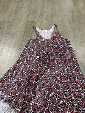 STYLUS Navy, Red & Cream Sleeveless Geometric Dress